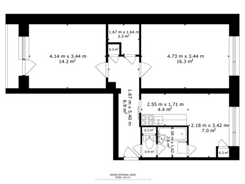 Prodaný  byt 2+1 56 m²