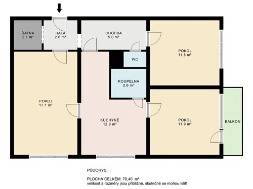 Prodaný  byt 3+1 71 m²