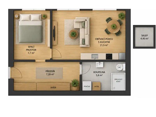 Prodej bytu 1+kk 42 m²