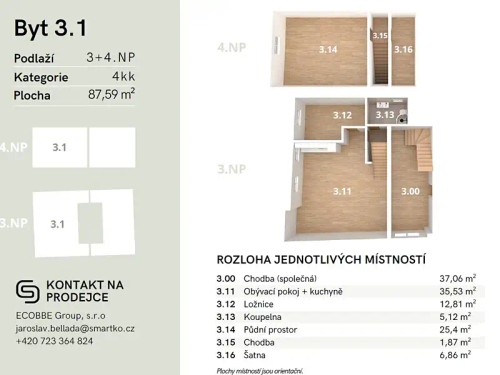 Prodej bytu 4+kk 83 m²