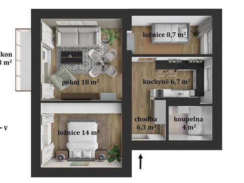 Prodaný byt 3+1 58 m²