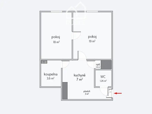 Prodaný  byt 2+1 53 m²