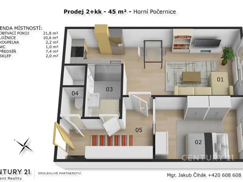 Prodaný byt 2+kk 43 m²
