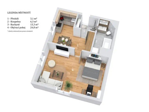 Prodaný  byt 2+kk 48 m²
