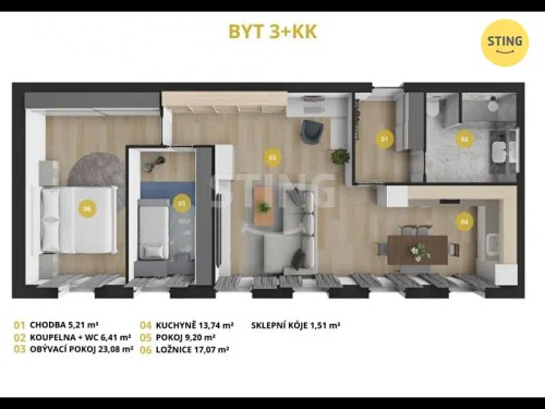 Prodej bytu 3+kk 75 m²