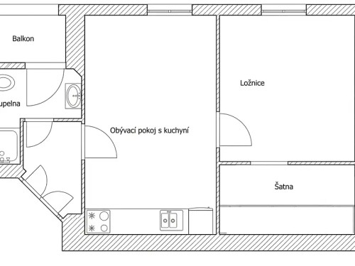 Prodaný  byt 2+kk 43 m²