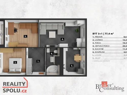 Prodaný byt 3+1 77 m²