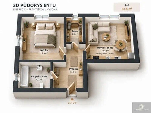 Prodej bytu 2+1 58 m²