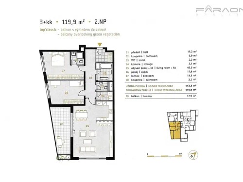 Prodaný  byt 3+kk 138 m²