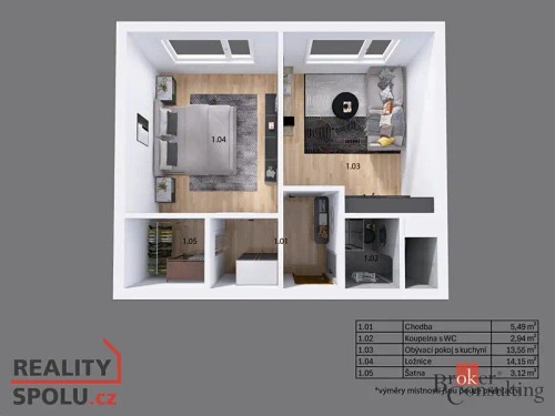 Prodaný byt 1+1 39 m²