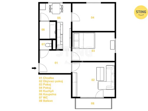 Prodej bytu 3+1 62 m²