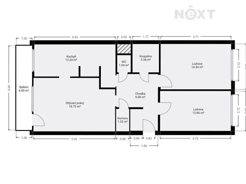 Prodej bytu 3+1 75 m²