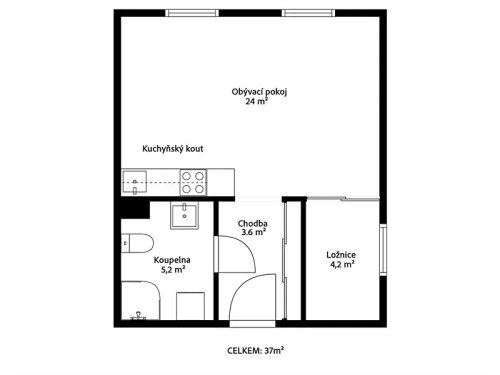 Prodaný byt 1+kk 37 m²
