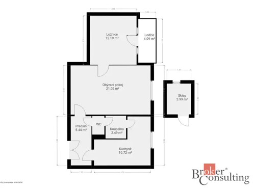 Prodaný byt 2+1 52 m²