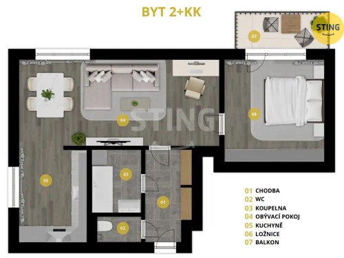 Prodej bytu 2+kk 54 m²