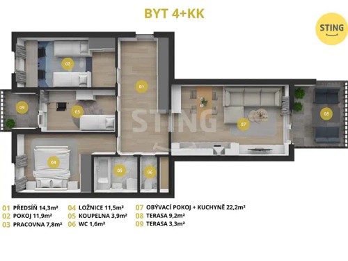 Prodej bytu 3+kk 80 m²