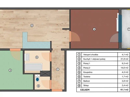Prodaný byt 3+kk 58 m²