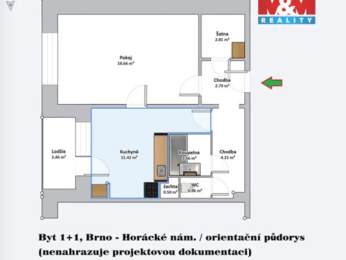 Prodaný  byt 1+1 44 m²