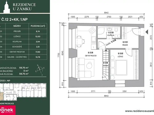 Prodej bytu 2+kk 59 m²