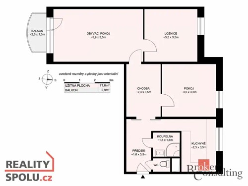 Prodaný  byt 3+1 72 m²