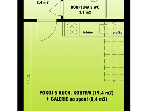 Prodaný  byt 1+kk 33 m²