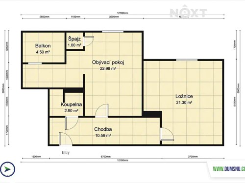 Prodej bytu 2+kk 61 m²