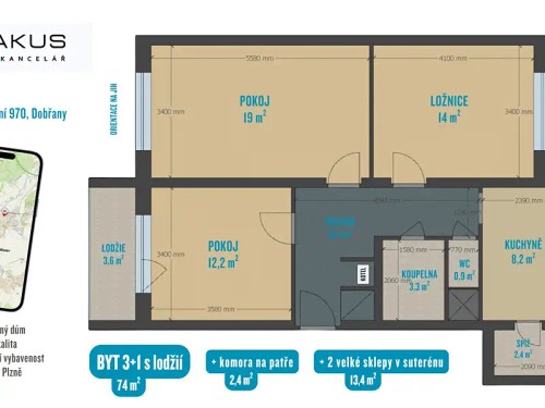 Prodaný  byt 3+1 74 m²