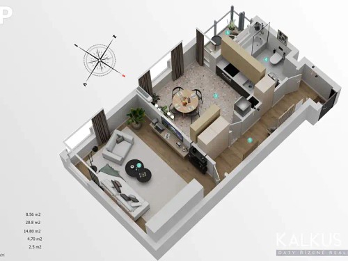 Prodaný byt 1+1 49 m²