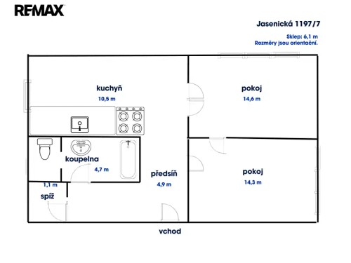 Prodej bytu 2+1 50 m²