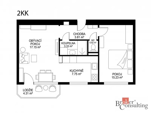 Prodaný byt 2+kk 51 m²
