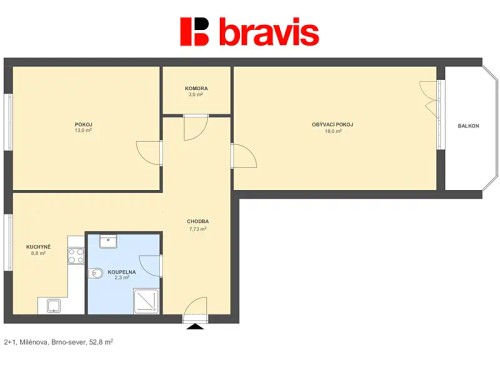 Prodaný byt 2+1 55 m²