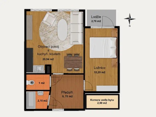 Prodaný byt 2+kk 44 m²