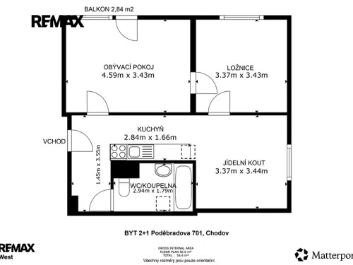 Prodaný  byt 2+1 56 m²