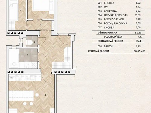 Prodej bytu 2+1 55 m²