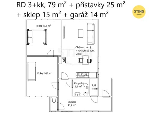 Prodej domu 96 m², pozemek 993 m²