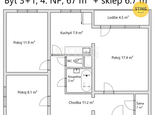 Prodej bytu 3+1 65 m²