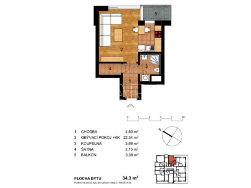 Prodaný byt 1+kk 37 m²