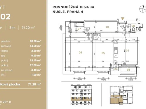 Prodej bytu 2+1 71 m²