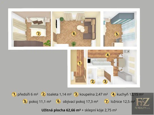 Prodej bytu 3+1 63 m²