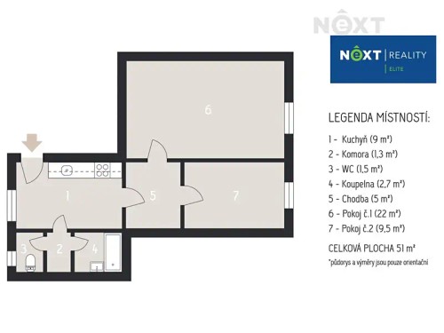 Prodaný  byt 2+1 55 m²