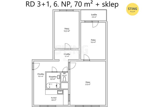 Prodej bytu 3+1 67 m²