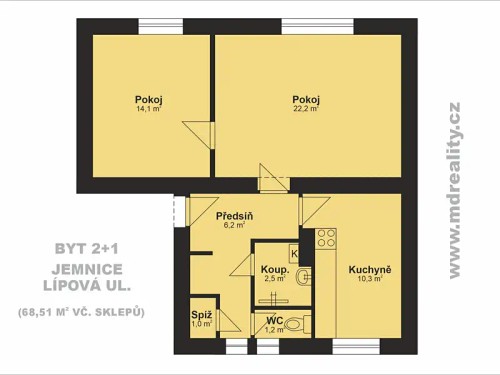 Prodaný byt 2+1 58 m²