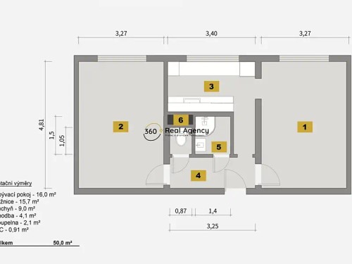 Prodaný byt 2+1 50 m²