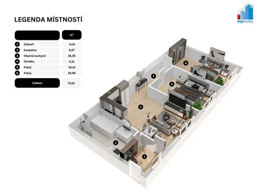 Prodej bytu 3+kk 75 m²