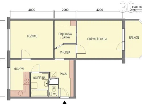 Prodej bytu 2+1 56 m²