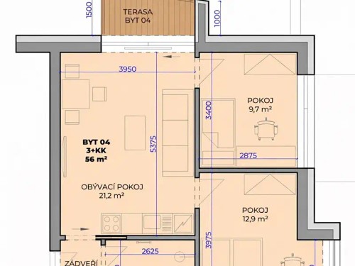 Prodej bytu 2+kk 57 m²