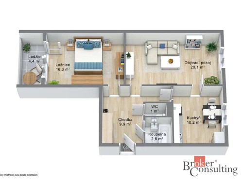 Prodej bytu 2+1 61 m²