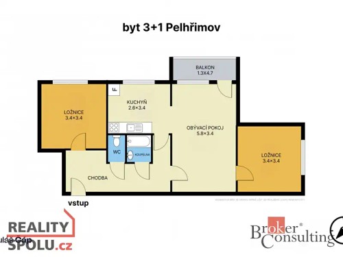 Prodaný byt 3+1 67 m²