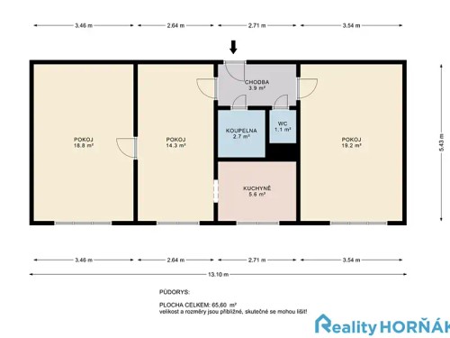 Prodej bytu 3+1 56 m²