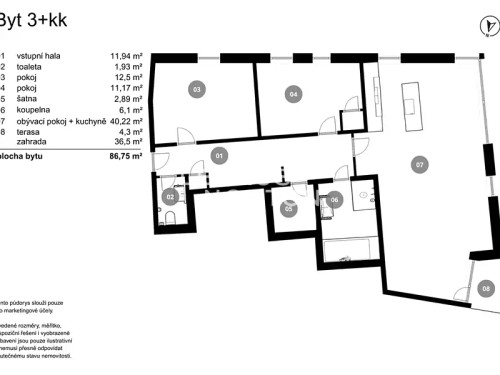 Prodaný byt 3+kk 87 m²